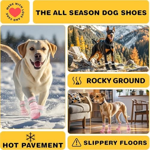 Hcpet Dog Shoes, Dog Boots & Paw Protectors for Winter Snowy Days, Rainy Weather, Outdoor Anti-Slip Sole Dog Booties for Hardwood Floor Black-Leg 1