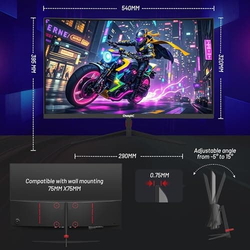 24 Inch Curved 180Hz Gaming Monitor, 1800R Curved Gaming Monitor, 1ms MPRT, FHD(1920×1080P), Freesync, HDMI2.0,DP1.4, VESA Mountable(HDMI Cable Incl.)