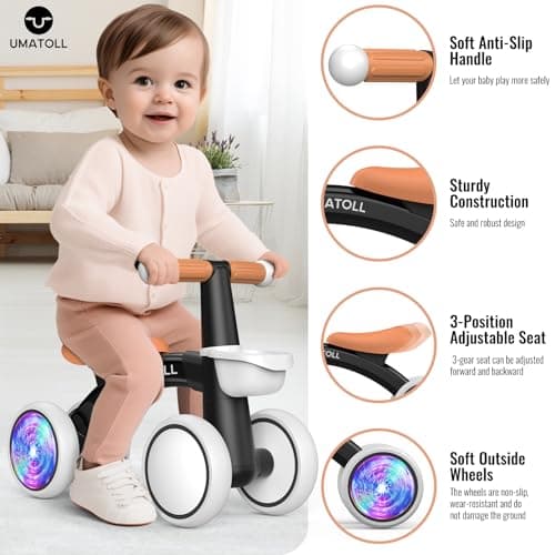 12-24 Months Toddler First Ride on Toys, Colorful Lighting Rear Wheels, Adjustable Seat Baby Walker, Basket Umatoll Baby Balance Bike Toy for 1 Year Old Boy Girl, First Birthday Gift B0CR6VKXJ7