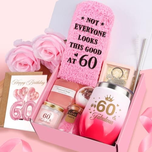 60th Birthday Gifts for Women, 60 Year Old Birthday Gifts for Women Self Care Gifts Basket Relaxing Spa Gift Fabulous Happy 60th Birthday Gift Presents Ideas for Woman Mom Wife Sister Friend Grandma