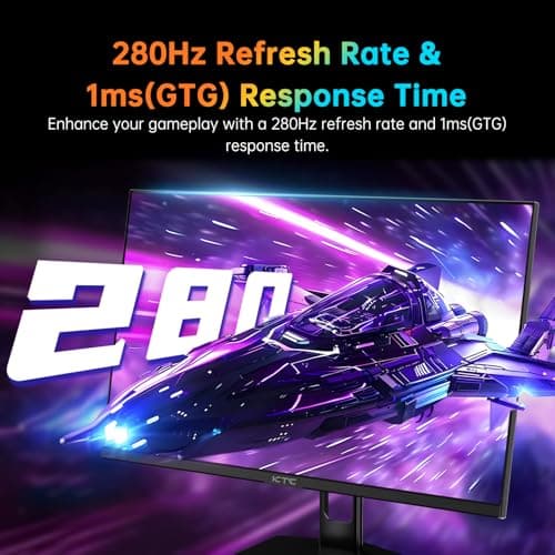 KTC 27 Inch 280Hz 240Hz Gaming Monitor, FHD 1080P PC Computer Monitor, Fast VA Panel, 1ms GTG, FreeSync G-Sync Compatible, HDR Support, 126% sRGB, HDMI and Displayport Inputs, H27E22P