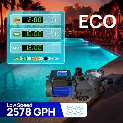 AQUASTRONG In/Above Ground Pool Pump, High Flow (Dual Speed with Timer, 2HP, 115V, 5186 GPH)