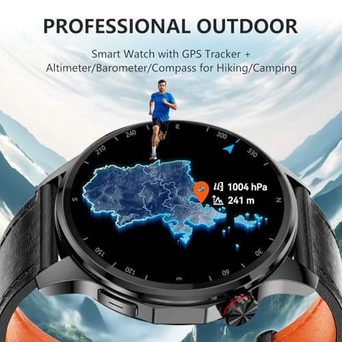 Lyaarka Smart Watches for Men,1.46" Fitness Tracker with GPS,Health Monitor,AI,Bluetooth Call/TextReply, Compass/Altitude/Barometer,100+ Sports Mode,5ATM Waterproof for Android/iPhone with 2 Straps