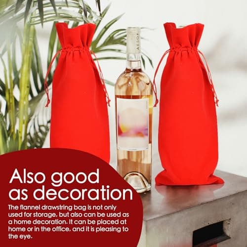 BOOPANREE 4 Pcs velvet wine bags, Wine Champagne Gift Bag With Drawstring,red Wine Drawstring Bottle Bags cloth for housewarming/party/birthday/wedding/bottle decoration bag (Wines Red)
