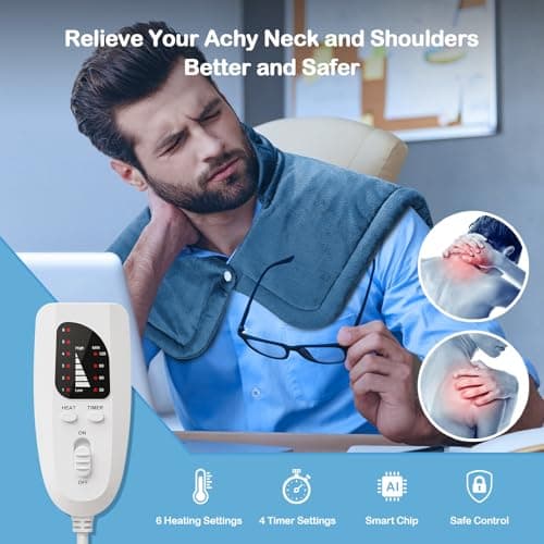 Electric Heat Pad 23"x17" 6 Heat Levels 4 Auto-Off Timers for Home Office Relaxation, Birthday Gifts for Women Men Mom Dad NIUONSIX Heating Pad for Neck Shoulders and Back, 2lb Weighted Heat Wrap B0GS2CMMJF