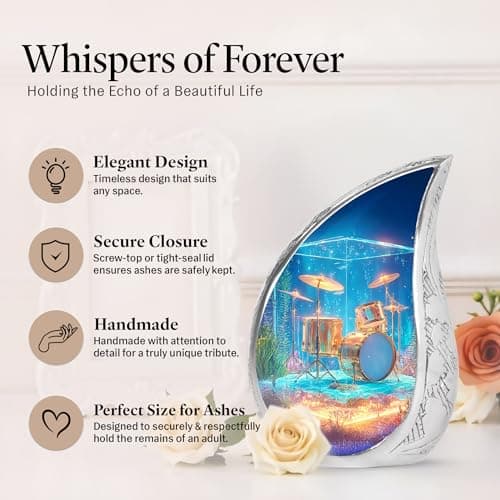 Underwater Drum Burial Urns for Ashes Cremains, Keepsake Funeral Urns for Ashes Adult Male & Female, Blue Cremation Urn for Daughter, Memorial Gifts for Loss of Mom, 3 Inch B0G9TBW455