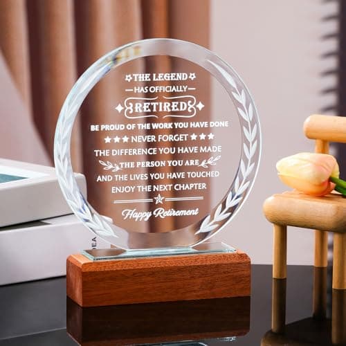YWHL Retirement Gifts for Men Women 2025 Happy Retirement Gifts Decorations Crystal Keepsake Plaque Farewell Gift Best Retired Gift Idea for Coworker Boss Teacher Friends Doctor Nurse Police