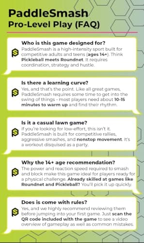 PaddleSmash - Pickleball Yard Game As Seen on Shark Tank - Beach, Backyard, Tailgate & Lawn, Outdoor Activities for Adults and Family - Easy Assembly