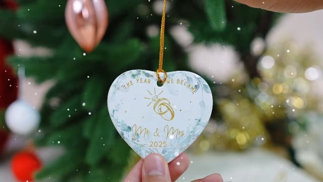 GOSSBY Wedding Ornament 2025 - The Year WE Became MR MRS - 2025 Wedding Gift for Couple - Bridal Shower, Newlywed, Just Married, Mr Mrs Gift for Bride Groom - 1st Married Couple Christmas Decor