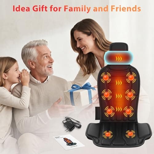 Back Massager with Heat,Vibration Massage Chair Pad with 5 Massage Modes & Adjustable Heat Levels, Memory Foam Back Massager Cushion for Office Chair, or Home Use,Midnight