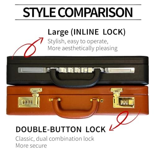 Briefcases for Men, Professional Leather Briefcase with Lock, Hard Shell Business Brief Case, Durable Executive Attache Case for Laptop Documents, Mens Hard Briefcase for Work Office Travel