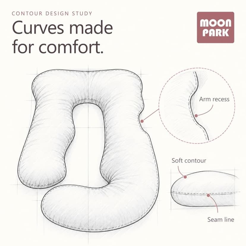 MOON PARK Pregnancy Pillows for Sleeping - U Shaped Full Body Maternity Pillow with Removable Cover - Support for Back, Legs, Belly, HIPS - 57 Inch Pregnancy Pillow for Women - Grey