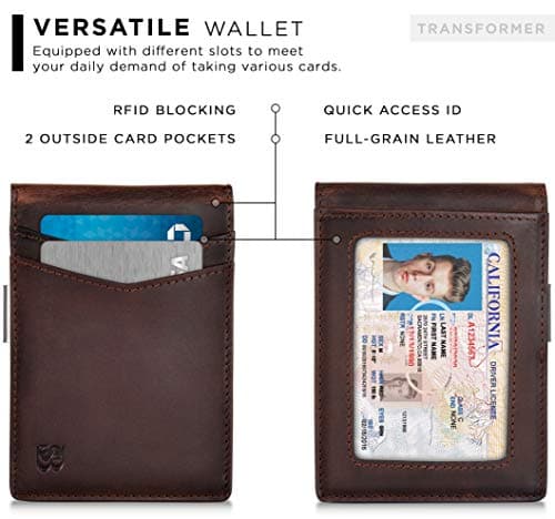 SERMAN BRANDS Money Clip Wallet - Mens Wallets slim Front Pocket RFID Blocking Card Holder Minimalist Mini Bifold