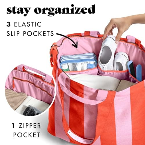 Fit & Fresh Large Beach Bag for Women - Extra Large Travel Tote With Pockets