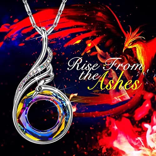 Kate Lynn "Rise From the Ashes Phoenix Necklace Made with Crystals from Austria, 18"+2" Necklace, Packaged with Jewelry Box, Birthday Gift for Women, Symbol of Luck and Renewal