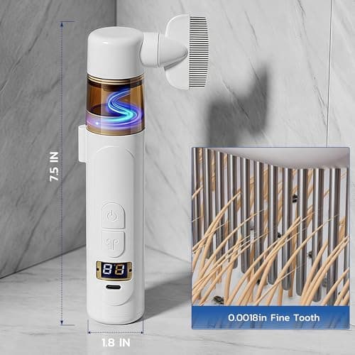 Dyhodu Electric Lice Comb, 2 in 1 Lice Vacuum Comb Rechargeable Multifunctional Metal Removal Flea Brush Kit for Cat Dog All Hair