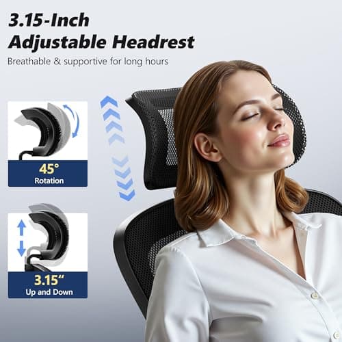 Ergonomic Office Chair, High Back Desk Chair with Flip-up Arms, 300 LBS Mesh Computer Chair with Adjustable Headrest & Lumbar Support, Comfy Gaming Chair for Adults, Home Office Desk Chairs (Black)