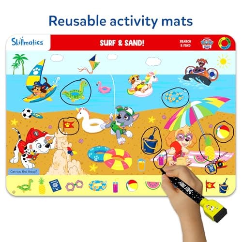 Reusable Write & Wipe Mats, Learning Games, Educational Toy for Toddlers, Kids, Boys & Girls Ages 3, 4, 5, 6 Skillmatics Search and Find PAW Patrol, Preschool Activity, Christmas Gift B0FQVC9MGX