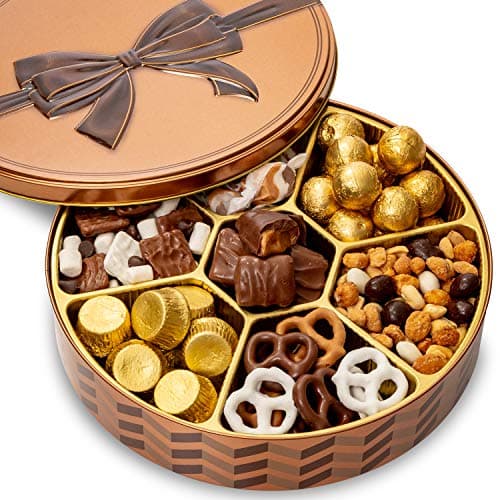 Holiday Chocolate Gift Basket- Thanksgiving and Christmas Nut and Candy Gift Box for Men, Women, Families, Corporate- Bonnie and Pop