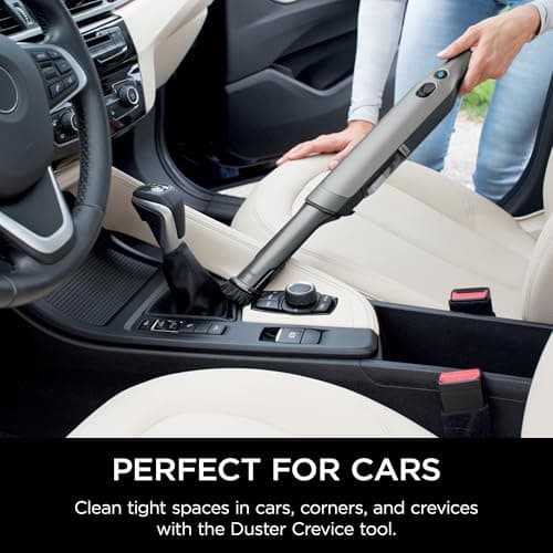 Shark WV201 WANDVAC Handheld Vacuum, Lightweight at 1.4 Pounds with Powerful Suction, Charging Dock, Single Touch Empty and Detachable Dust Cup,Graphite, Slate