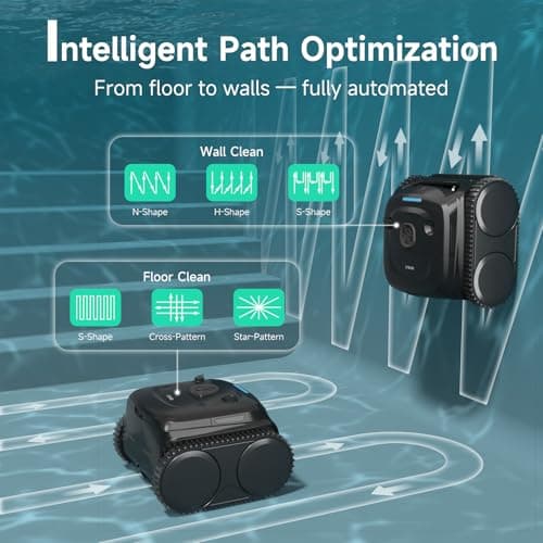 WYBOT C2 Cordless Robotic Pool Cleaner, Pool Vacuum Robot for Inground Pools with Dual Filter, Lasts 180 Mins, Wall & Waterline Cleaning, Smart Weekly Timer, OTA Upgarded (Dark Black)