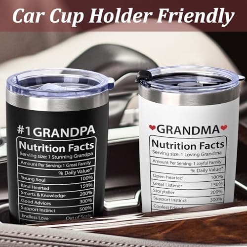 Lifecapido Gifts for Grandparents, 20oz Nutrition Facts Grandma Grandpa Tumbler Set, Grandparents Christmas Birthday Mothers Day Fathers Day Announcement Gifts for Grandma and Grandpa