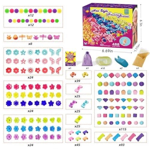 Coiinala Friendship Bracelet Making Kit for Ages 7+ Girl, 488-Piece DIY Charm Rubberband Bracelets Maker with Charm & Stickers, Craft Supplies Arts Maker Jewelry Making kit for Girls B0FCRF8D9B