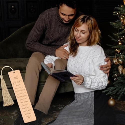 5 Year Anniversary Wood Gift for Him Her, Wooden Bookmark 5th Anniversary Wooden Gifts for Wife Husband, 5 Year Marriage Gifts Anniversary for Couple, Fifth Anniversary Valentines Gifts for Women Men