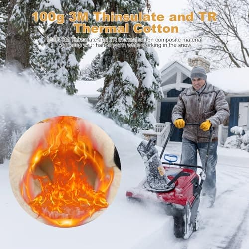 SLARMOR Mens Winter Leather Work Gloves, Warm Thinsulate Lining for Cold Weather Work, Thermal Insulated Work Gloves with Leather Palm,100 gram Insulation-L