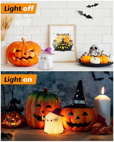 Luditek Cute Ghost Night Light Lights, Silicone Dimmable Ghost Lamp Desk Decor for Halloween Decorations Indoor Home Room Office Table, Halloween Gifts for Women, Girls, Kids