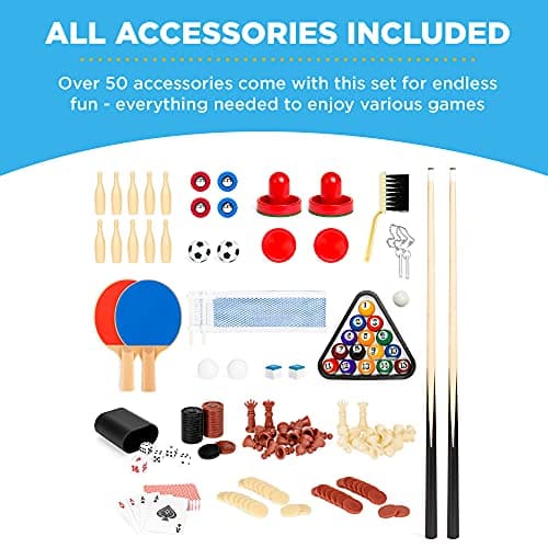 Best Choice Products 2x4ft Combo Game Table Set for Home, Game Room, Friends & Family w/Hockey, Foosball, Pool, Shuffleboard, Ping Pong, Chess, Checkers, Bowling, and Backgammon