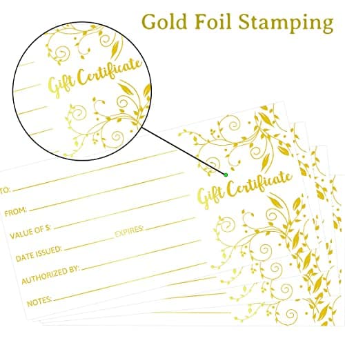 Fancy Land Blank Gift Certificates 25pcs Gold Foil Certificate Cards with Envelopes for Business Salon Spa Restaurants Vouchers for Christmas Holiday