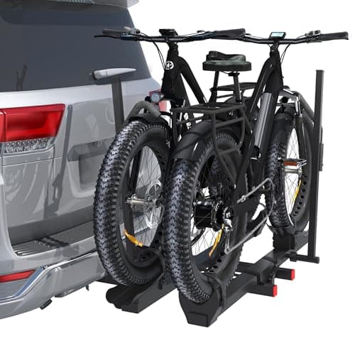Bike Rack for Car,200lbs Capacity for 2 EBike with Anti Theft Lock Foldable Tilt Design Hitch Bike Rack,Up to 5-Inch Fat Tire for 2'' Receiver