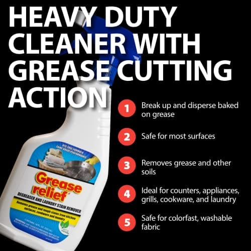 Grease relief Degreaser and Laundry Stain Remover - Heavy Duty Kitchen Cleaner Spray/All Purpose Degreaser for Stove Top, Oven, Grill, Car, Soil & Cloth Stains (2 Pack) (524919)