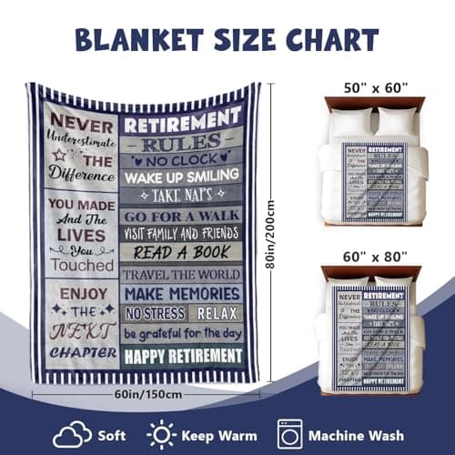 Retirement Gifts for Men - Best Gifts for Retirement Men 2025 - Funny Retired - Coworker Leaving Farewell Going Away Gifts for Coworkers Friends - Happy Retirement Decorations - Throw Blanket 50"x60"