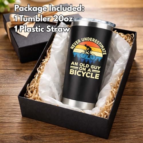 Gifts for Bikers - Cycling Tumbler 20oz - Cool Gifts for Cyclists Riders Triathlete Bicycle Lover, Fathers Day Mother Days Christmas Birthday Cycling Mug Bicycle Coffee Cup B0GSPZFS4R