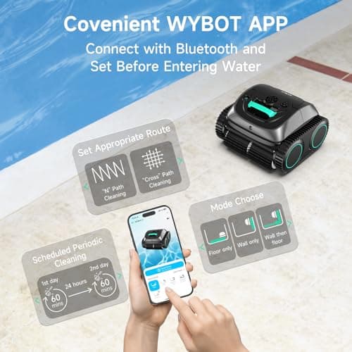 (2025 Upgrade) WYBOT C1 Pool Robot Vacuum for Inground Pools, 4-in-1 Cordless Robotic Pool Cleaner Lasts 150min, Triple-Motor up to 1,614 Sq.ft, Smart APP Support, Auto Wall & Waterline Cleaning