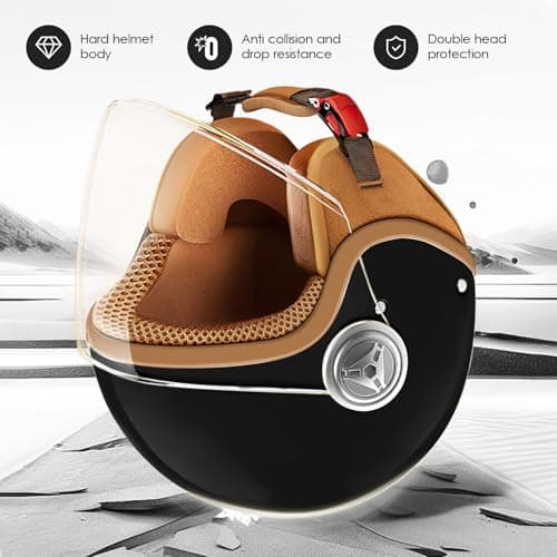 DOT Approved Kids 3/4 Open Face Motorcycle Helmet, Retro Vintage Lightweight Helmets, for Boys & Girls 3-15 Years Old Electric Scooter Helmet Fits Dirt Bike Moped ATV Go Kart 4 Wheeler