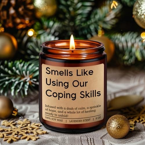 LEADO Funny Coping Skills Candle, Therapist Gifts - Mental Health, Graduation, Psychology, Christmas Gifts for Therapists, Social Worker, School Counselor, Psychologist, Women - Therapy Office Decor