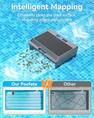 2026 Upgraded F1T Solar Powered Robotic Pool Skimmer Surface Cleaner with APP Support Dual Charging Options Smart Obstacle Avoidance 24/7 Continuous Cleaning Ideal for Above Ground Pool Gray
