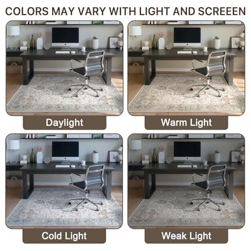 36"x48" Office Chair Mat for Hardwood Tile Floor, Under Desk Carpet Protector for Rolling Computer Chair Mat, Machine Washable Area Rug, Anti-Slip 1/5" Thick Low Pile Thin Vinyl Floor Mat, Taupe