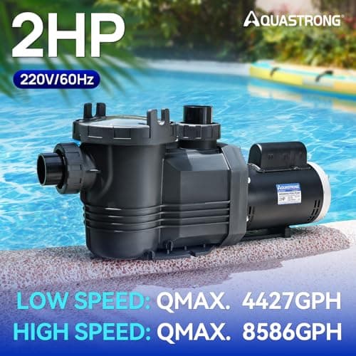 AQUASTRONG In/Above Ground Pool Pump Pure Copper Motor Energy Efficient High Flow Powerful Self Primming Swimming Pool Pumps with Filter Basket, Grey