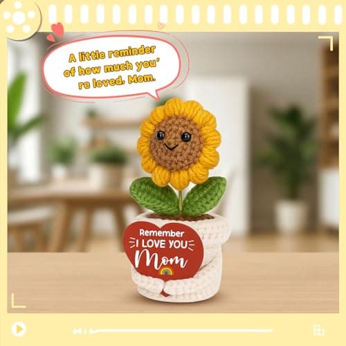 Best Moms Gift from Daughter Son to Mother in Law Mama Grandma Christmas stocking stuffers Remember I Love You Mom Gifts for Birthday Mother’s Day Crochet Sunflower B0GHY7ZSJN