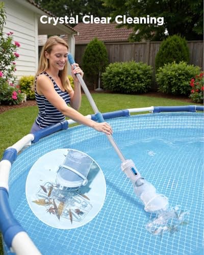 InoKraft Pool Vacuum for Above Ground Pool, Cordless Handheld Pool Vacuum for Inground Pools, Rechargeable Pool Cleaner with Powerful Suction up to 18.5 gallons/min, Ideal for Leaves, Debris, Blue