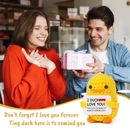 MBL Anniversary for Men Women Her - Funny Small Cute Crochet Duck Gifts for Women Men Wife Husband Girlfriend Boyfriend Fiance Couple Lover Him Birthday Wedding Christmas Stocking Stuffers Present