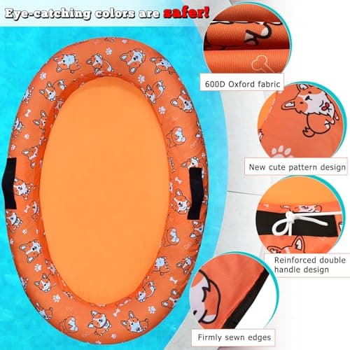 Inflatable Dogs Pool Float with Rope,Puppy Raft Floating Mat,Pet Float for Small Medium Large Dogs Up to 80lb