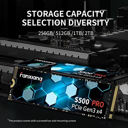 fanxiang S500 Pro 256GB NVMe SSD M.2 PCIe Gen3x4 2280 Internal Solid State Drive, SLC Cache 3D NAND TLC, Up to 3200MB/s, Compatible with Laptop and PC Desktops(Black)