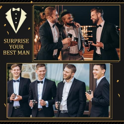 Complete Gift Set for Wedding with Flasks Shot Glasses Funnels Toiletry Bags Sunglasses Bottle Openers Gift Bags and Cards Rigibright 60 Pcs Groomsmen Gifts Set of 6 for Wedding Best Man Gift B0F6N4938G