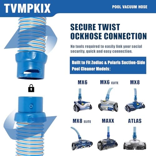 Pool Cleaner Hose for Zodiac MX6 MX8 Twist Lock Pool Vacuum Hose Replacement Parts 39 Inch R0527700 MX6 MX8(6pack)