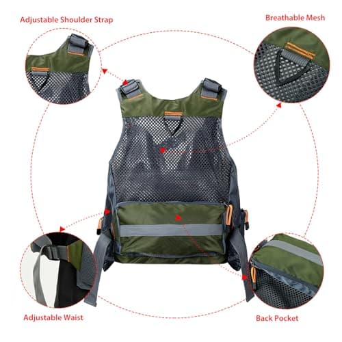 Obcursco Fly Fishing Vest for Men and Women with Breathable Mesh, Trout Fishing Gear, for Outdoors Stream Fishing